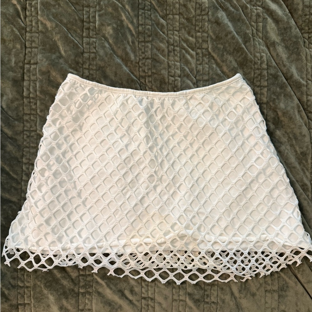 SOLD White Fox White Lattice Overlay Mini Skirt - Women's